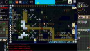 A picture of the game Three Against the Odds showing the terrain and winter elements like ice and snow and a yeti